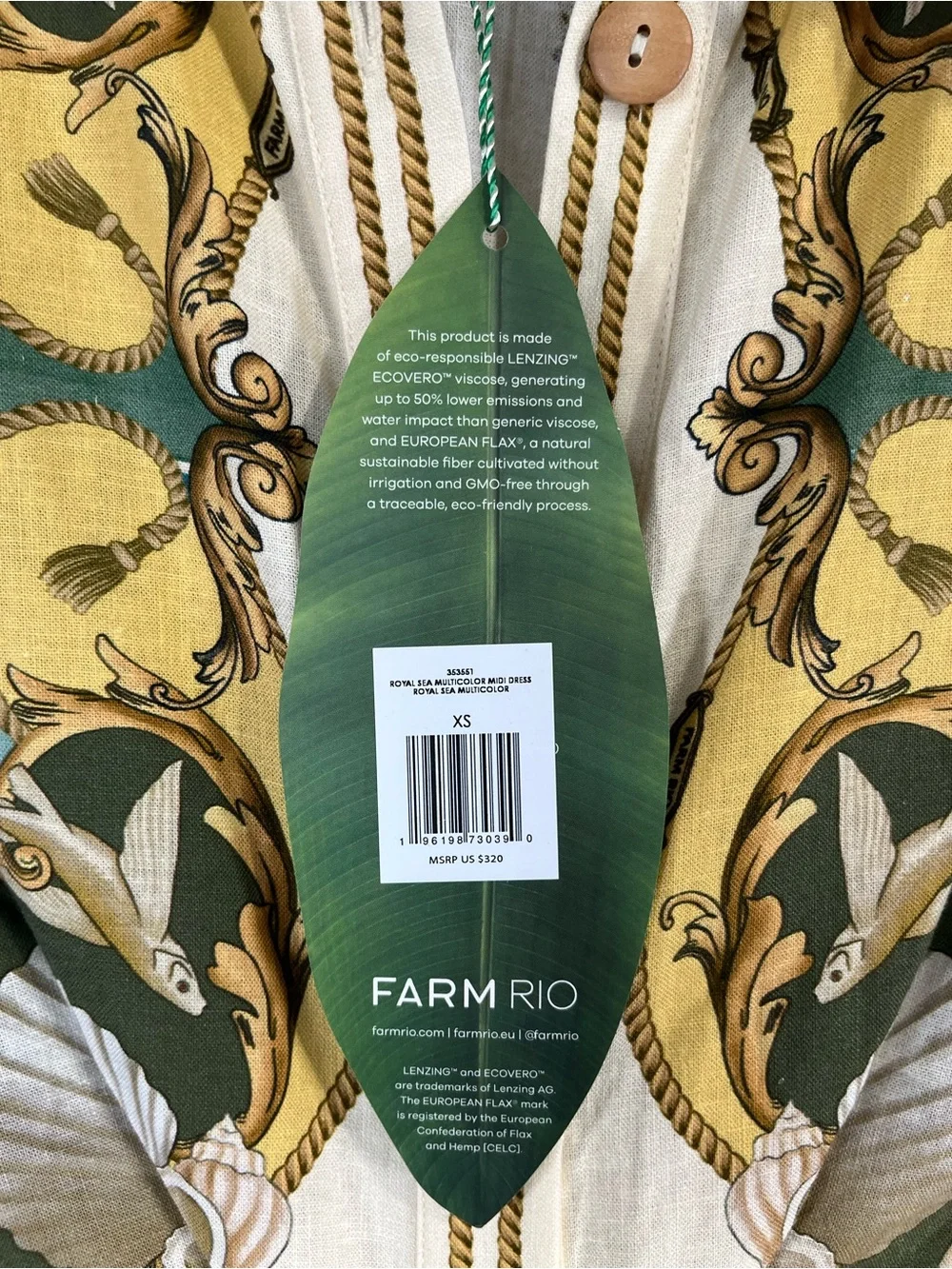 NWT Farm Rio Off-White Royal Sea Collared Lenzing™ Ecovero™ Euroflax™ Midi Dress - Picture 10 of 12
